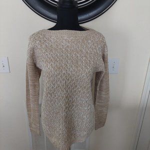 Two Tone Tan Cable Knit Sweater~ Sz Lrg